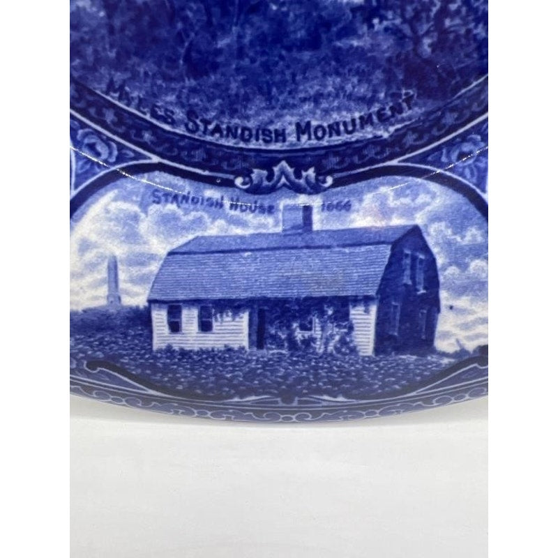 1905 Staffordshire A.S. Burbank Myles Standish Souvenir Bowl Plate Flow Blue