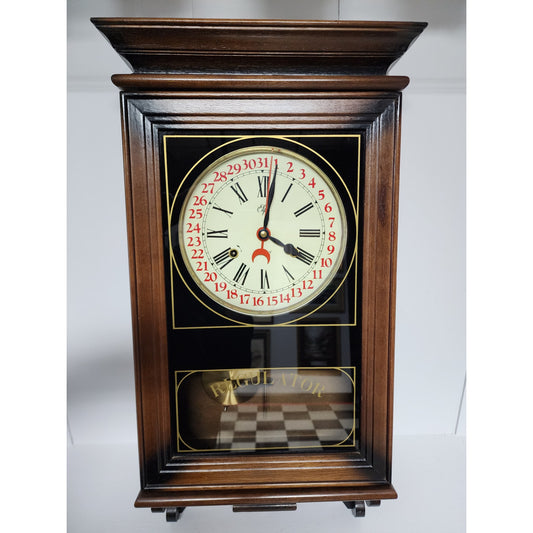 Vintage Elgin Regulator 31 Day Clock Wood Case Brass Pendulum Chimes w/ Key