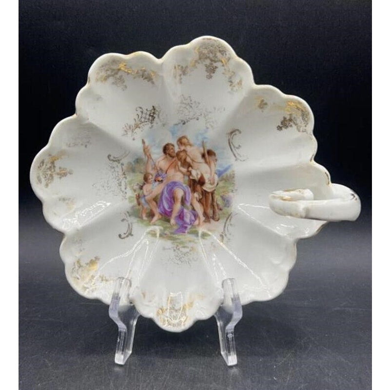 Antique Royal Bavarian Hand-Painted Cherub Porcelain Dish w/ Handle - Rare