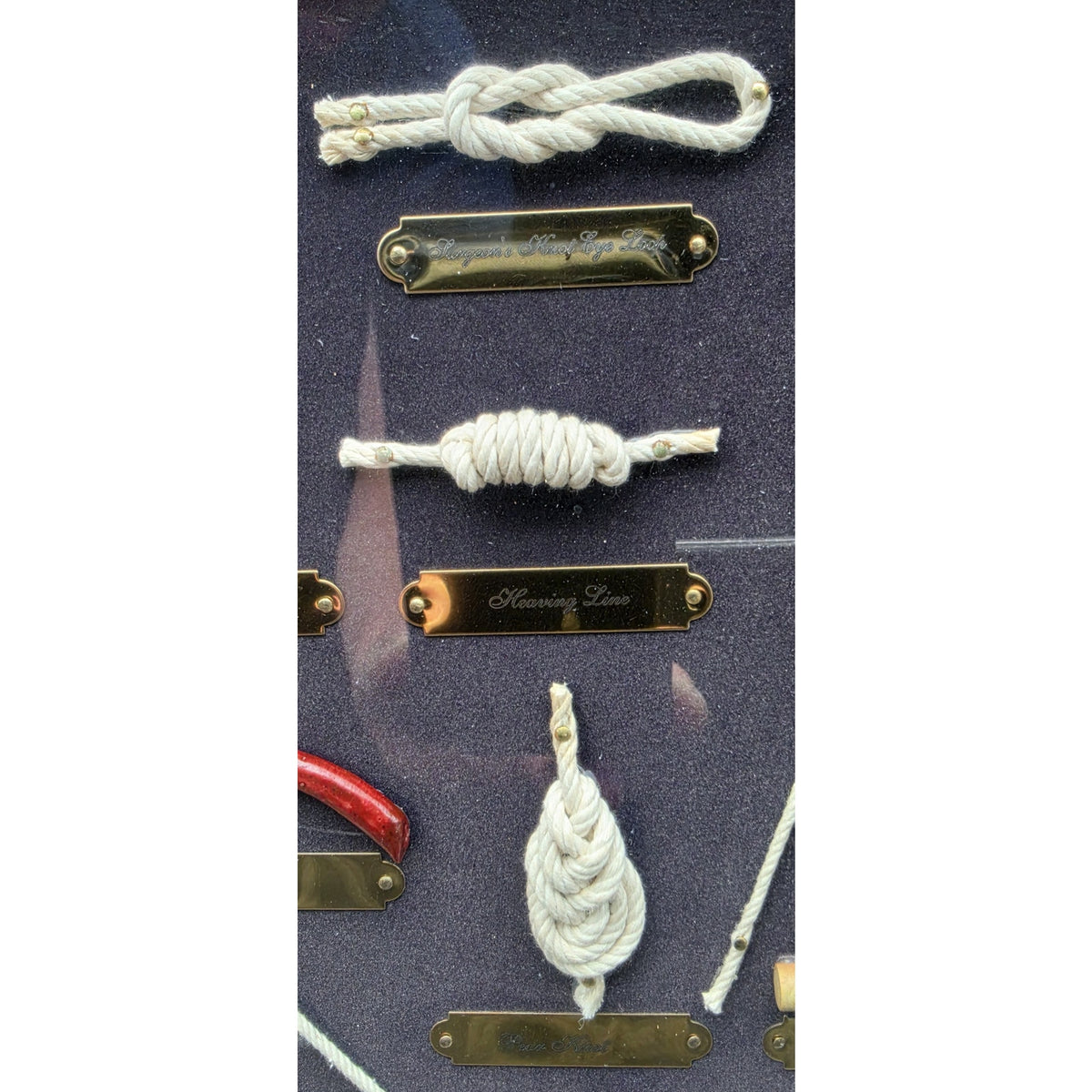Vintage Nautical Rope Knot Shadow Box Wooden Display Brass Frame Wall Art 20.5"