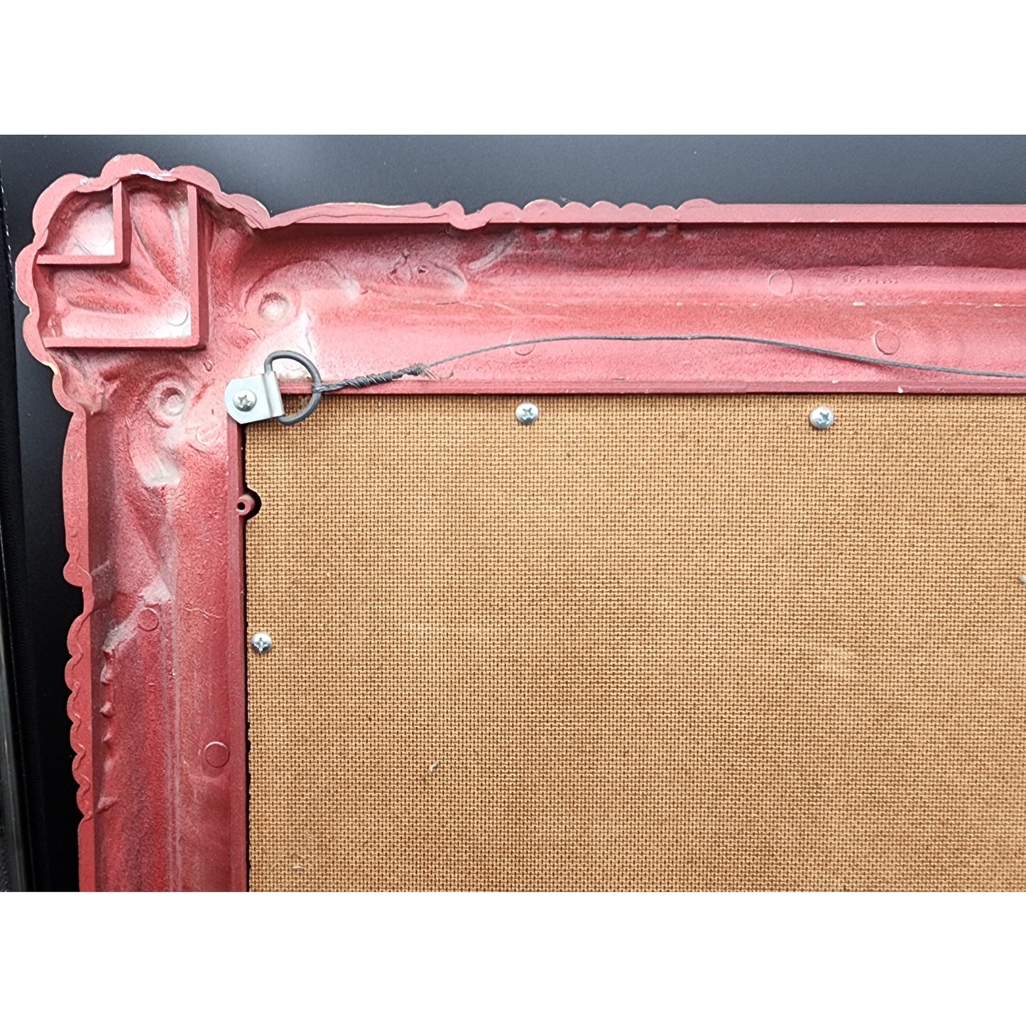 Vintage Ornate Faux Wood Mirror 36 x 30.5 Carved Scroll Frame Excellent