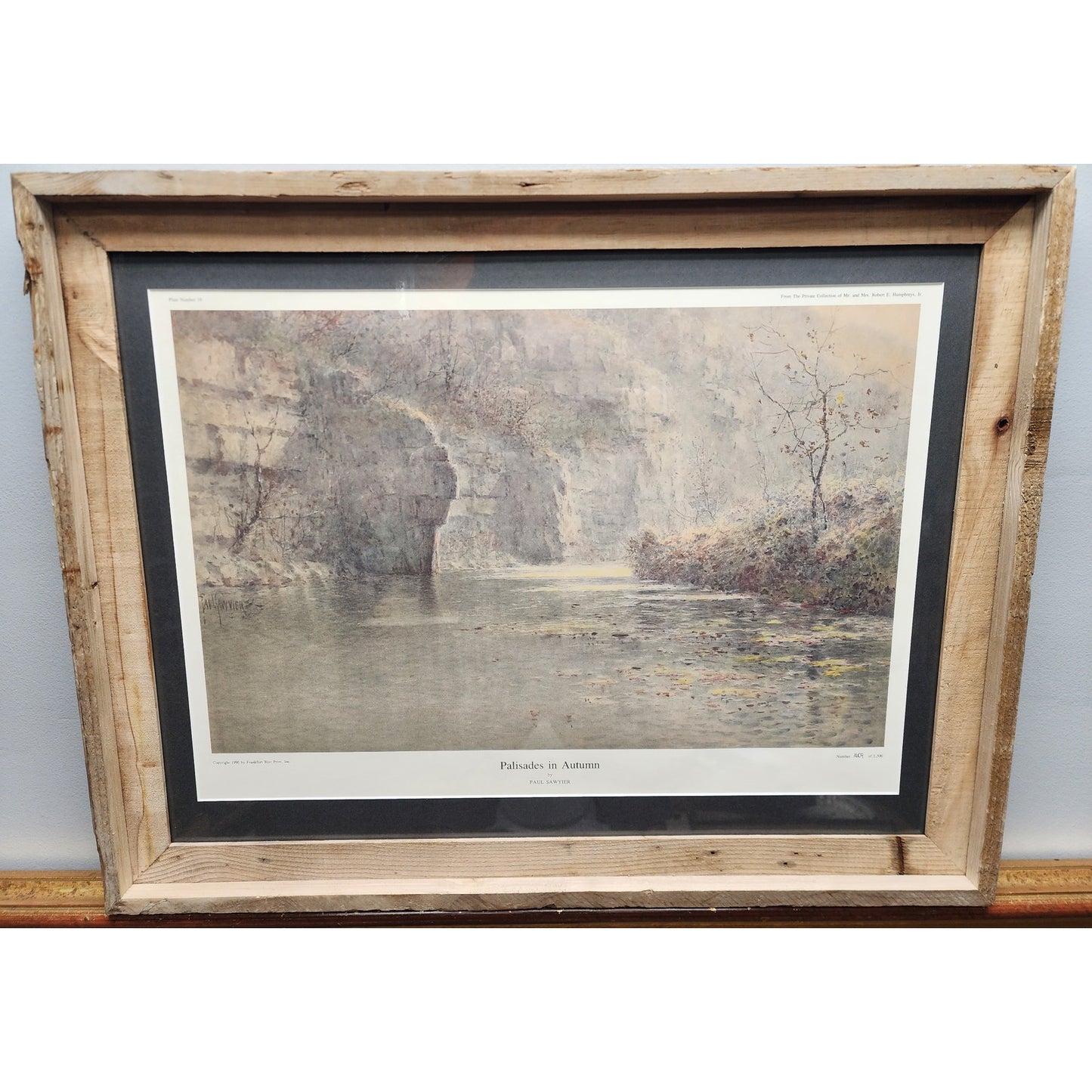Paul Sawyier Lithograph Palisades in Autumn 1990 COA #1609/2500 Framed 27x21