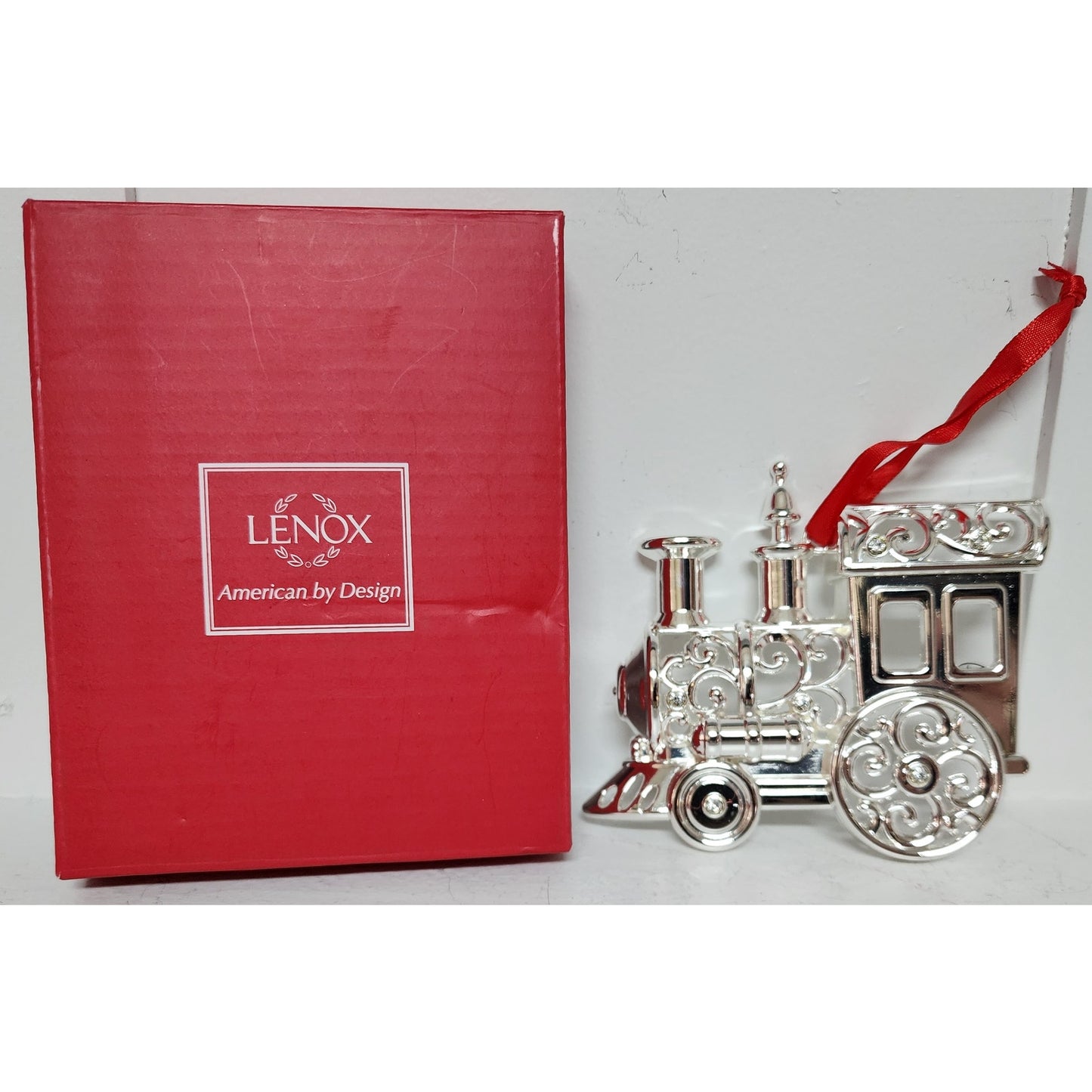 Lenox Silverplate Crystal Tree & Train Ornaments w/ Boxes – Vintage Holiday Set