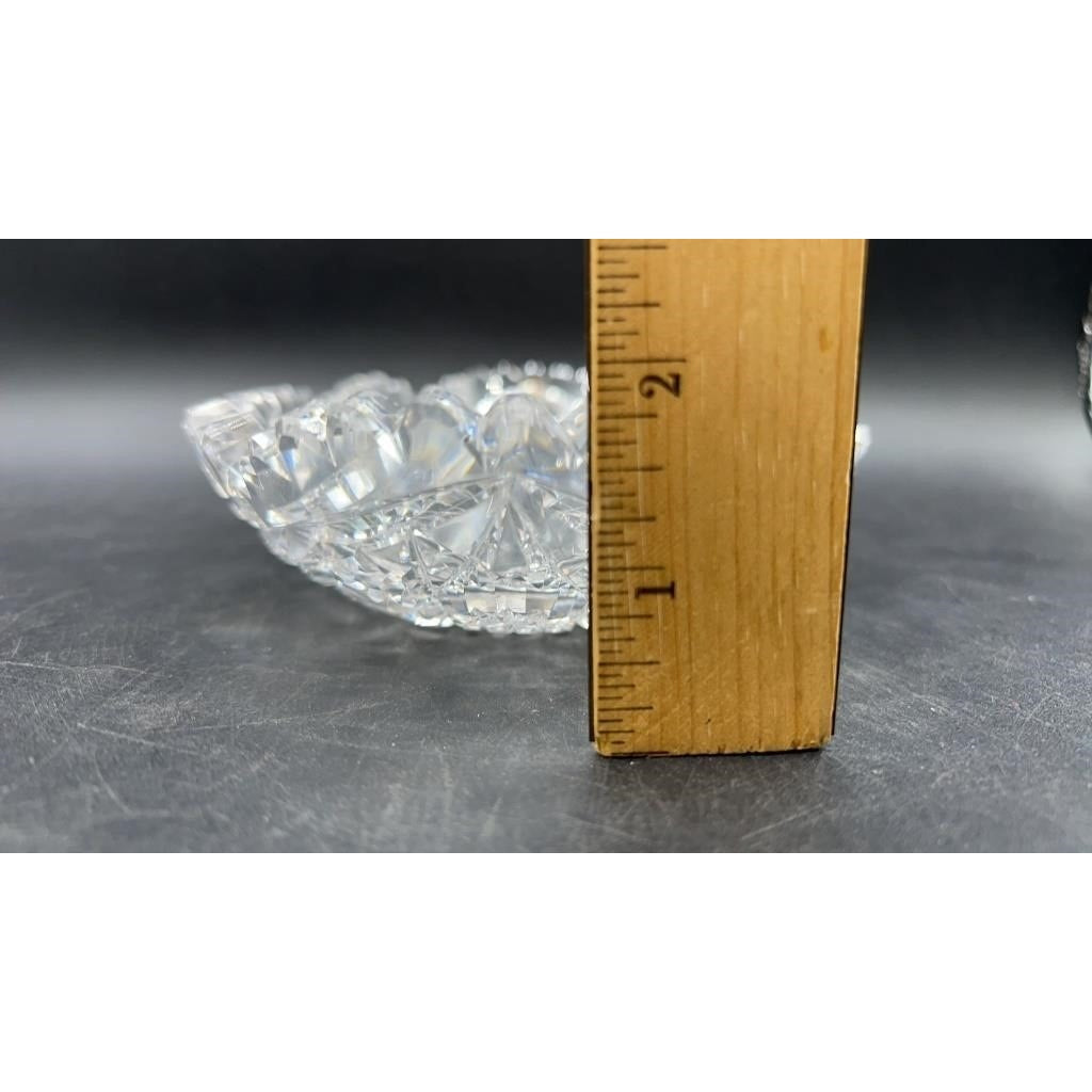 VTG Violetta Lead Crystal Bowl & Libbey Cut Glass Oval Serving Dish Starburst