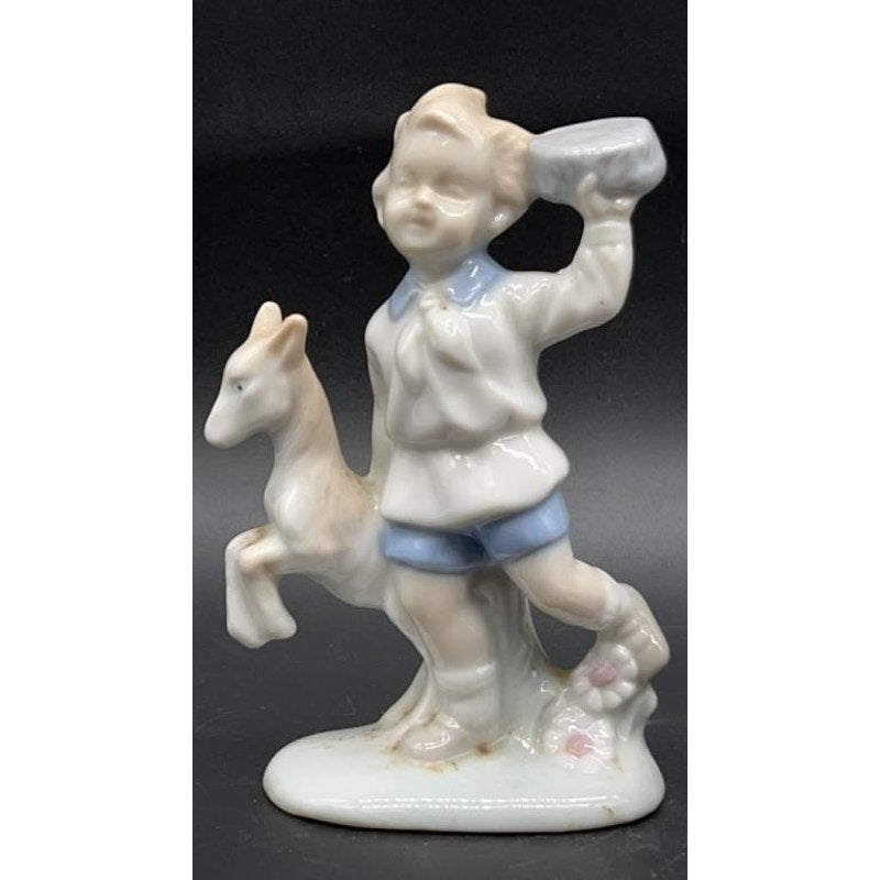 3 Vintage German Hand-Painted Ceramic Children Figurines 3.5×1×4.75″ Set