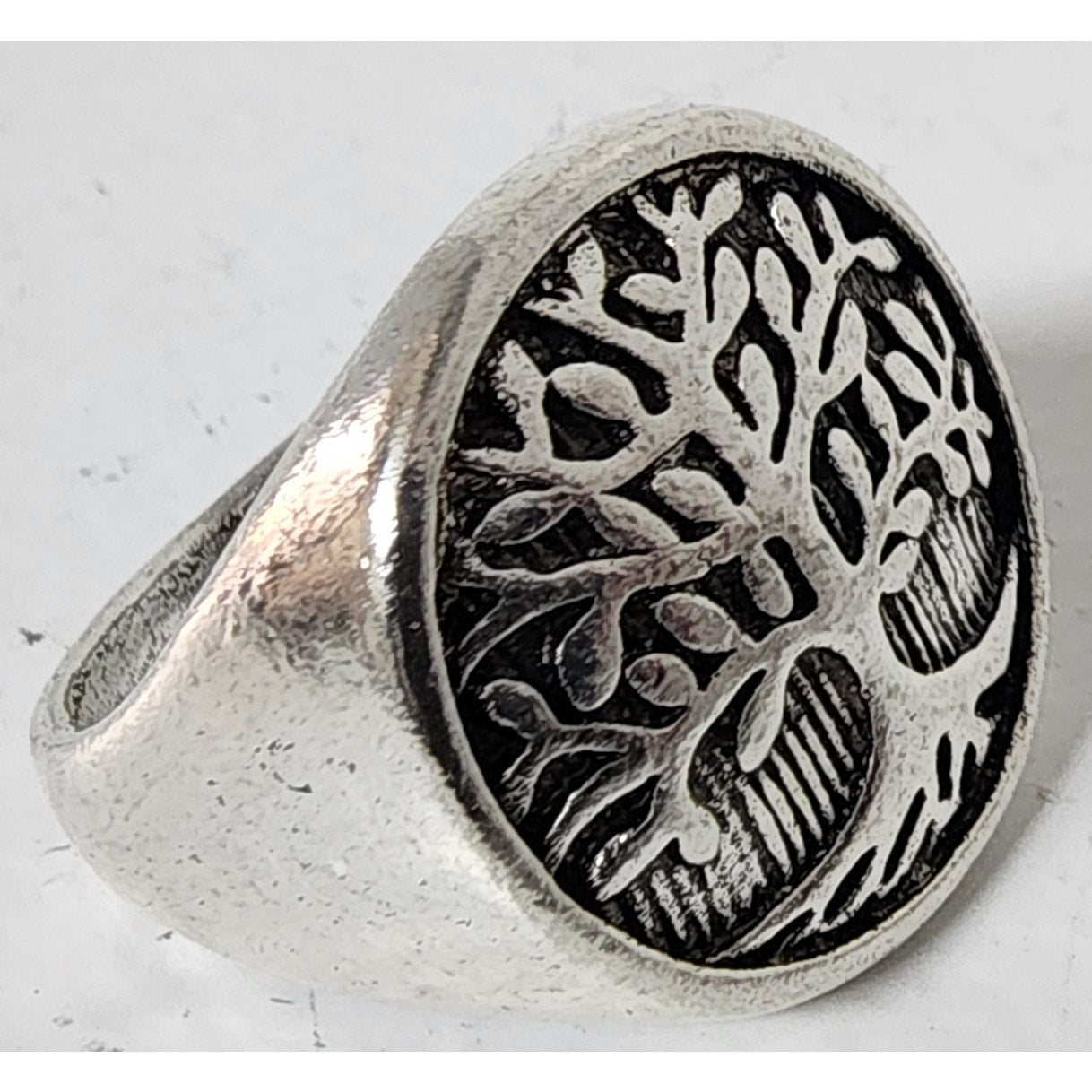 Stainless Steel Tree of Life Ring Size 10 Engraved Symbolic Statement Band