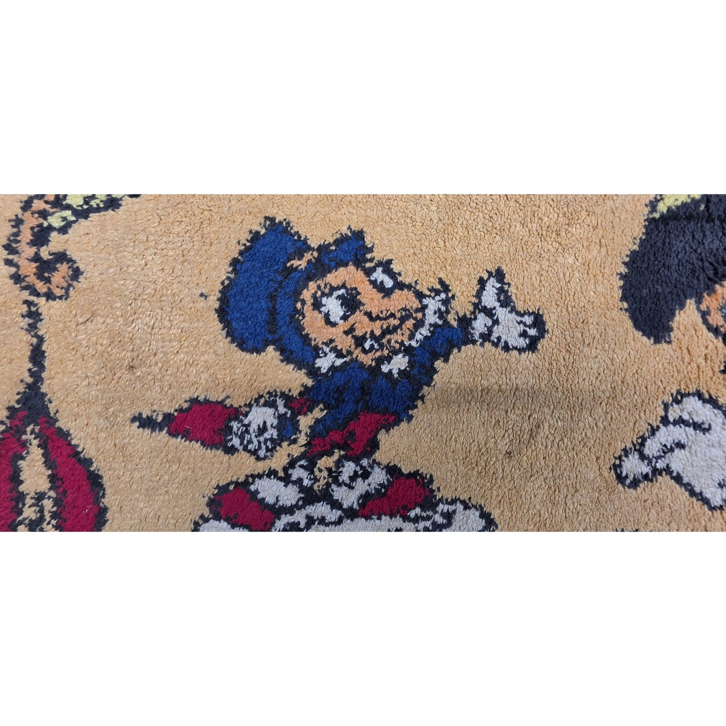 Vintage Disney Pinocchio & Friends Tapestry Rug w/ Fringe 21x34.5