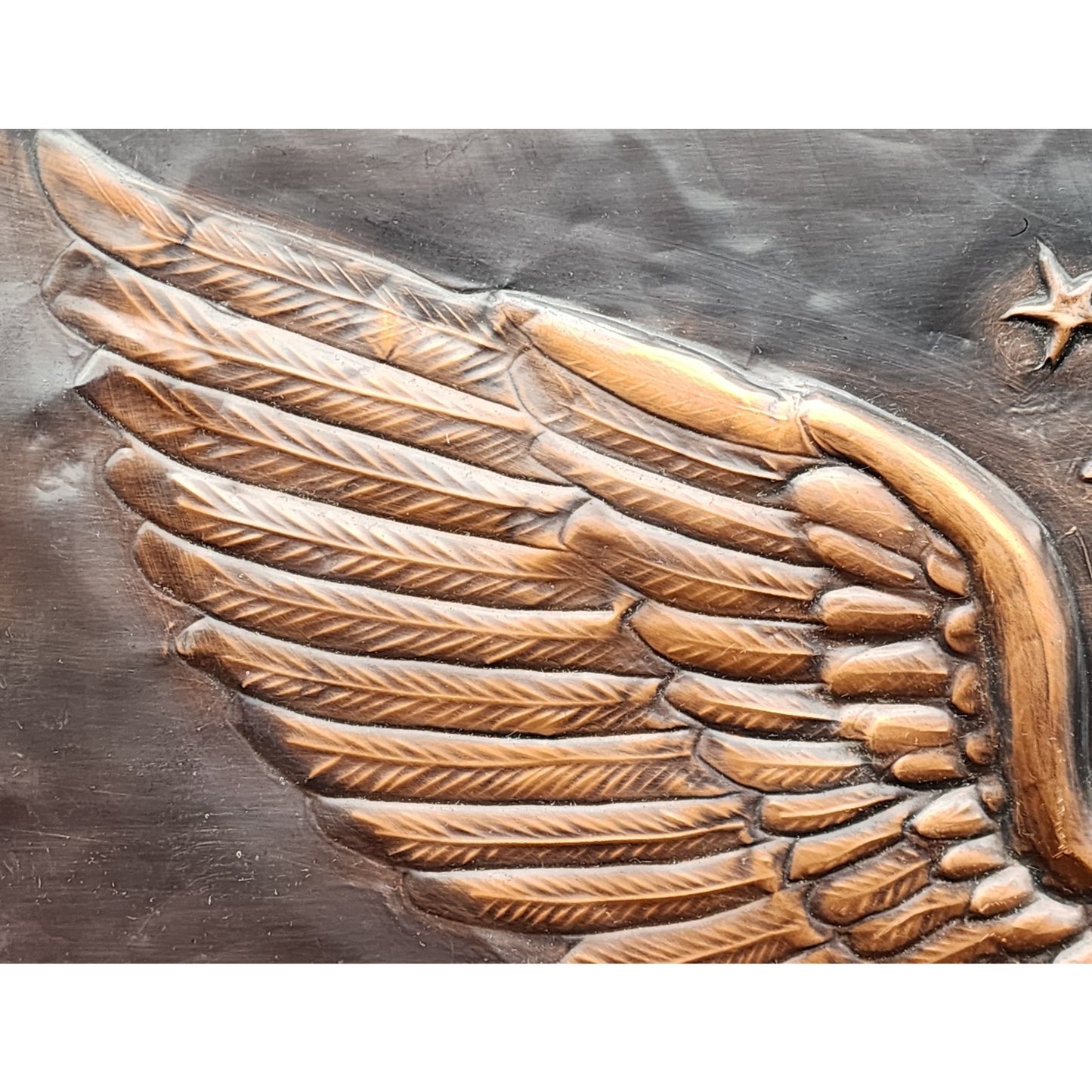 Vintage Embossed Copper Eagle Art 19x11 Patriotic Handmade Metal Wall Panel