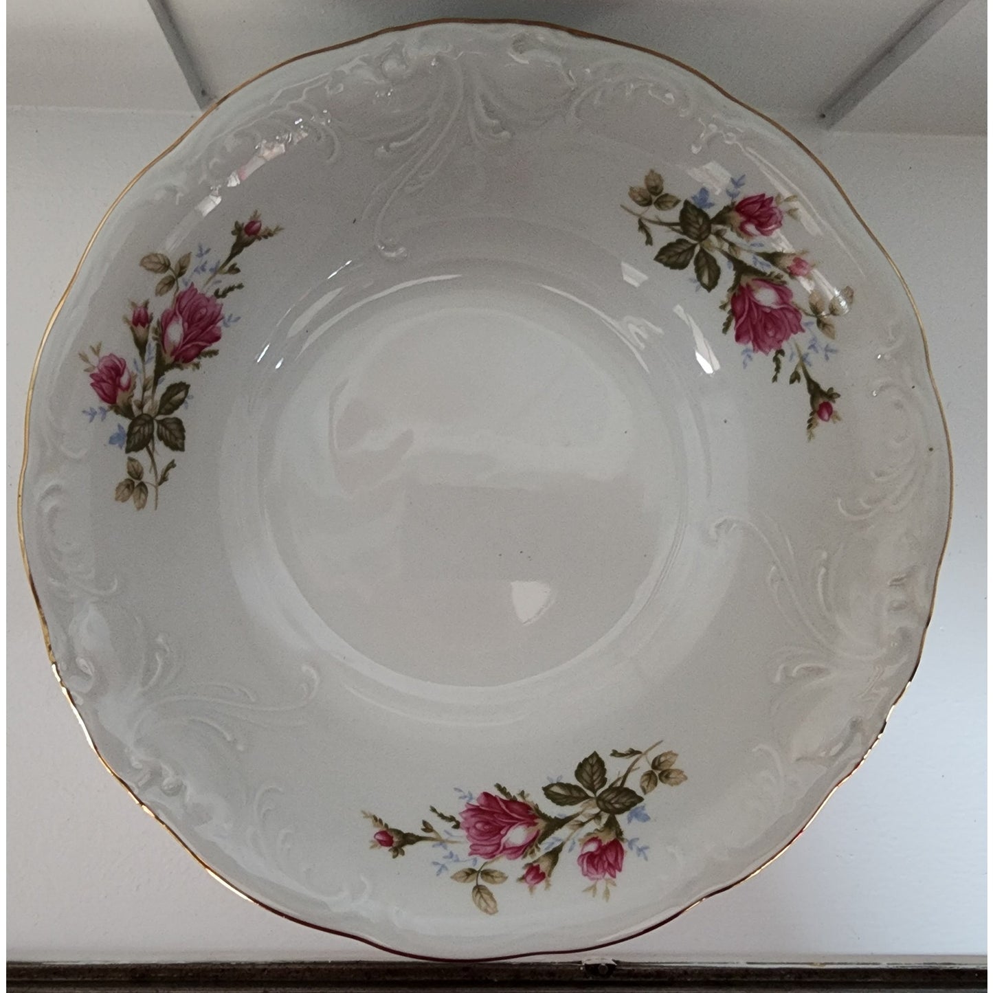 Vintage Wawel Pompadour Rose China 42 Pc Dinner Set Gold Gilded Rims Poland Made