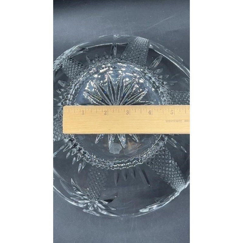 Shannon Crystal by Godinger Palm Tree Large Centerpiece Bowl 10.5" ScallopedEdge