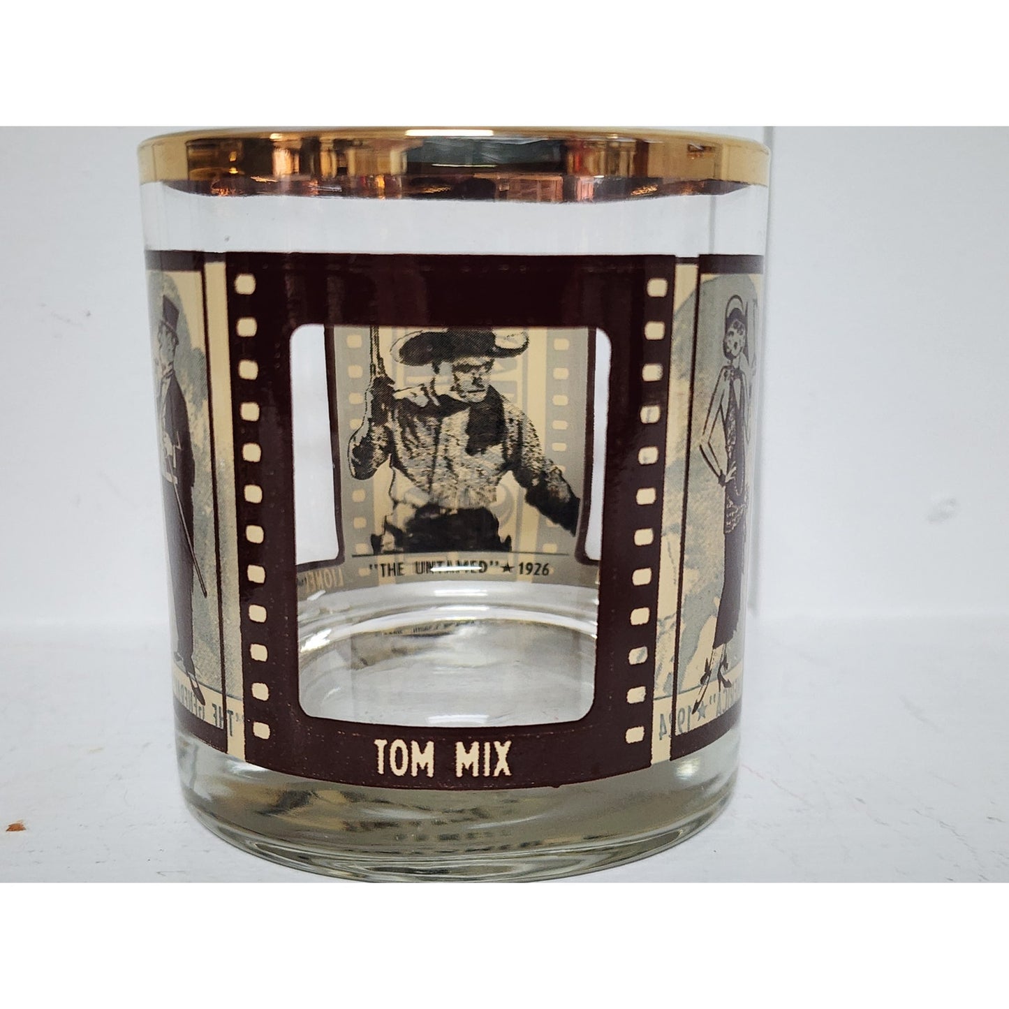 HouzeArt Roaring Twenties Filmstrip Glasses Set w/ Copper Rims Vintage