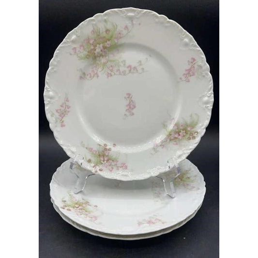 3 Antique T. Haviland Limoges France Scalloped Salad Plates Higgins & Seiter NY