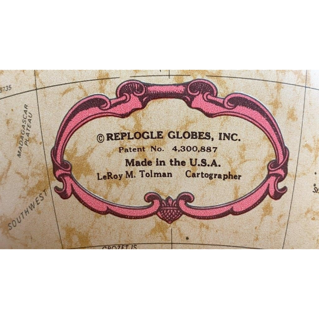 Replogle World Premiere 12" Illuminated Globe Vintage Wood Base LED Tested