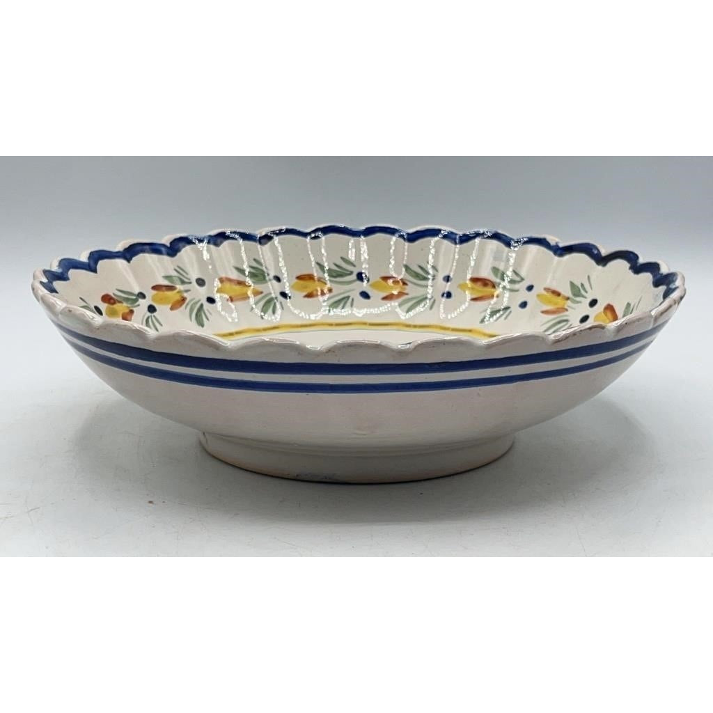 Henriot Quimper Fleuri Bretonne Scalloped Deep Dish French Faience Hand Painted