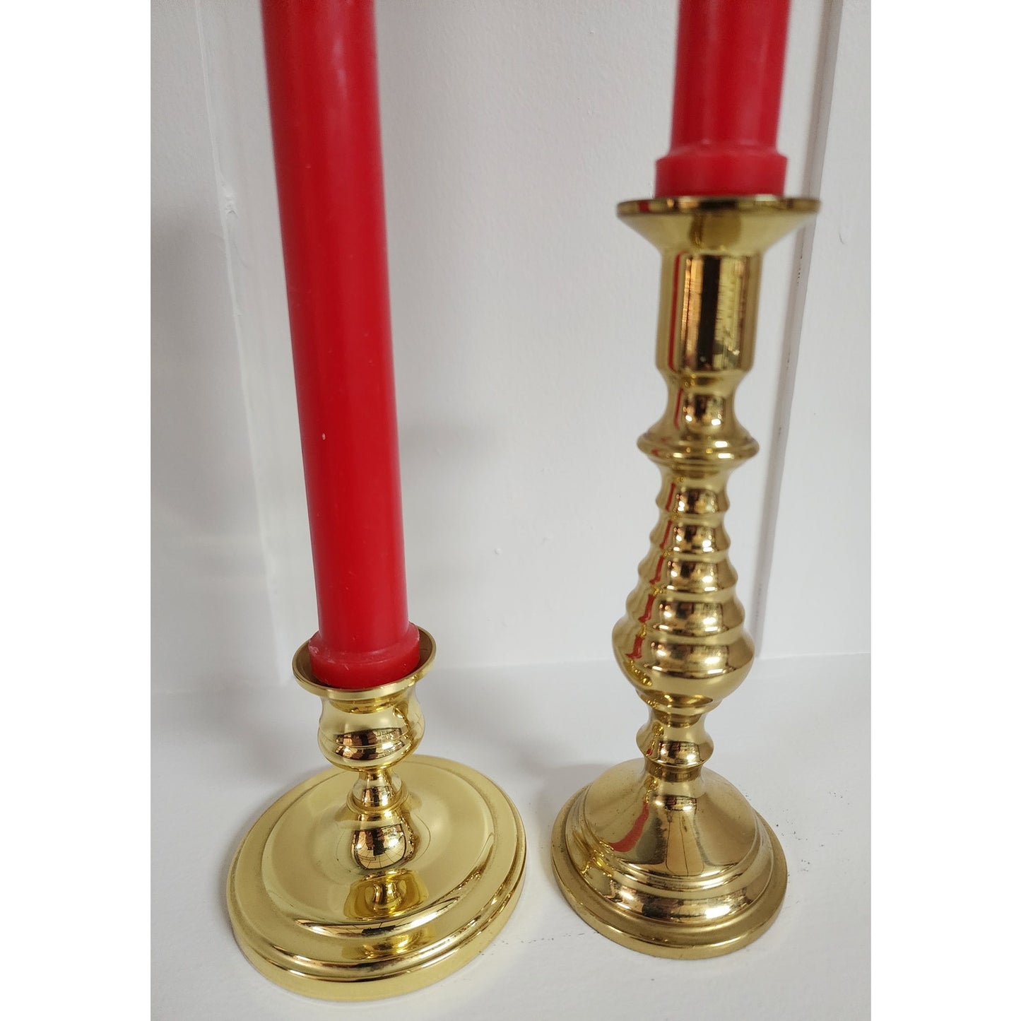 Pair Vintage Brass Candle Holders – 2.75" & 6.75" – Classic & Ornate Styles