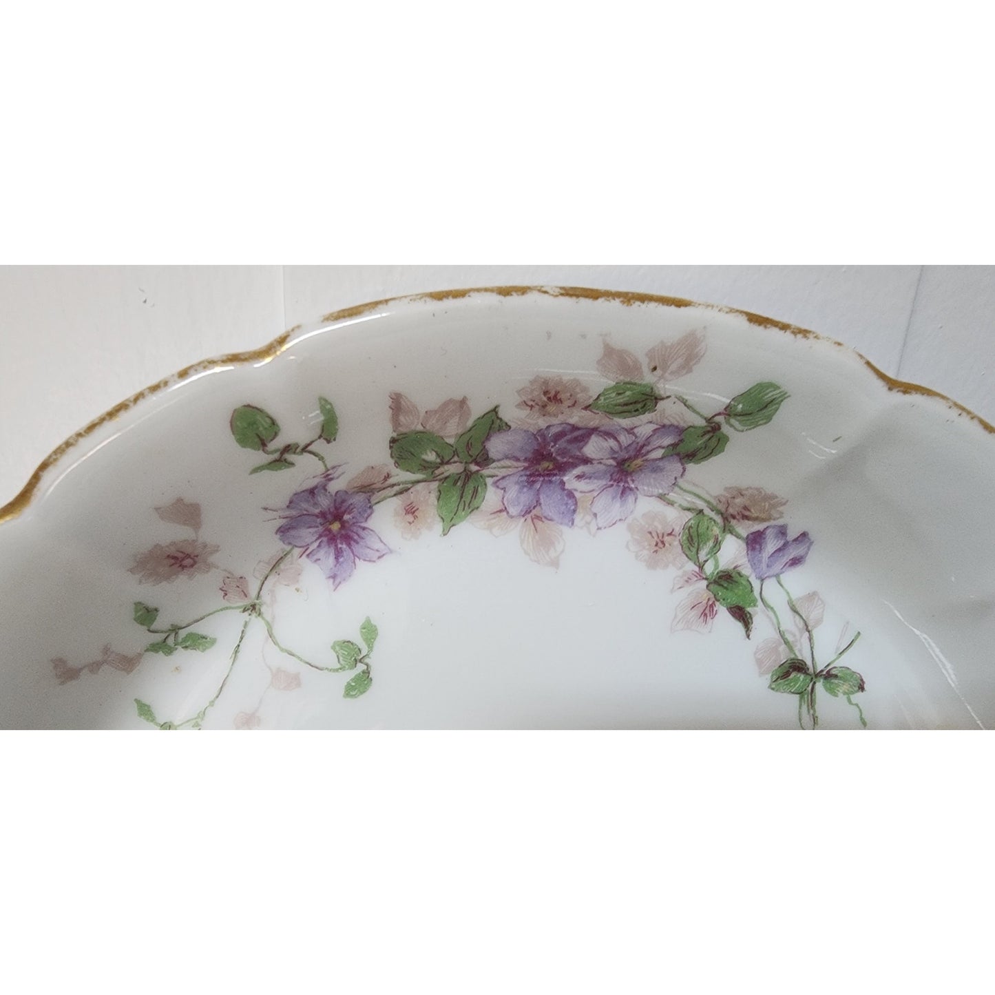 CH Field Haviland Limoges Porcelain Bowl Tray Gold Handles Hand Painted Floral