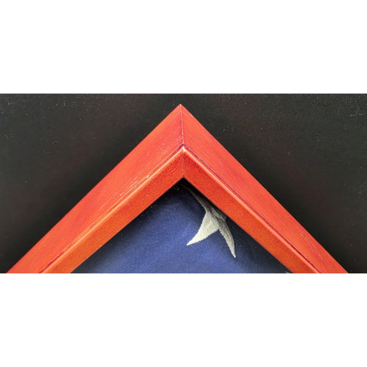Vintage US Veteran Burial Flag in Solid Wood Triangular Display Case