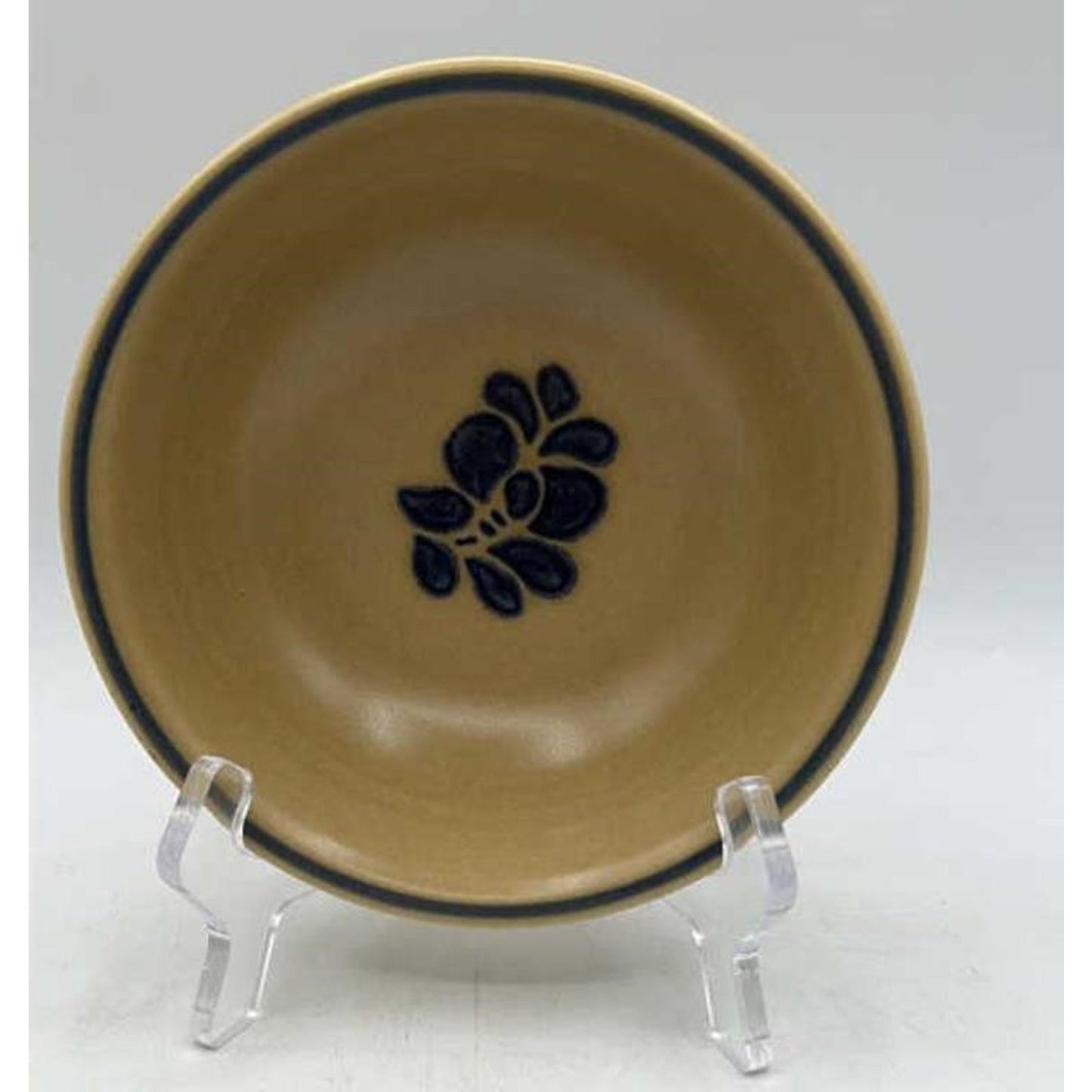 VTG Pfaltzgraff Folk Art 5‑Pc Place Setting Blue Floral (1977)Tan USA Stoneware