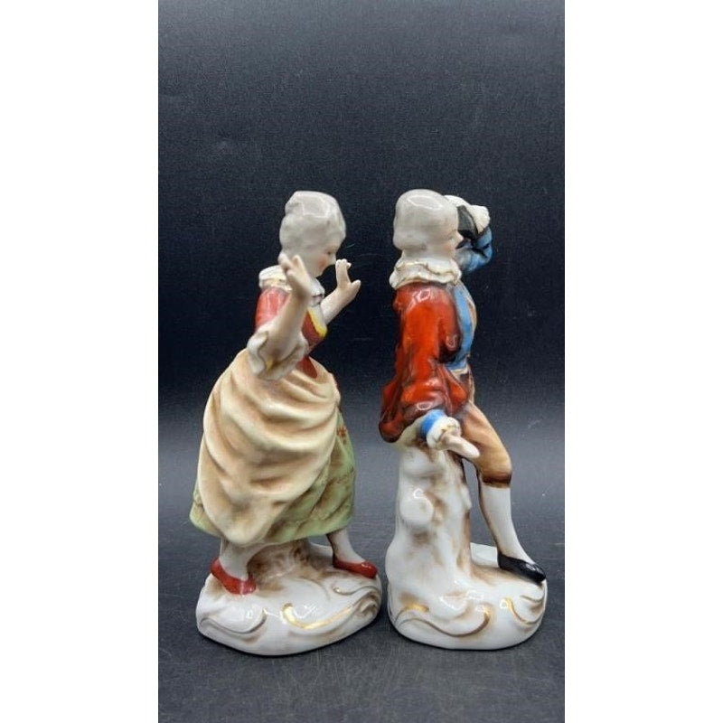 Vintage Occupied Japan Maruyama Porcelain Victorian Couple Figurines Hand Painted