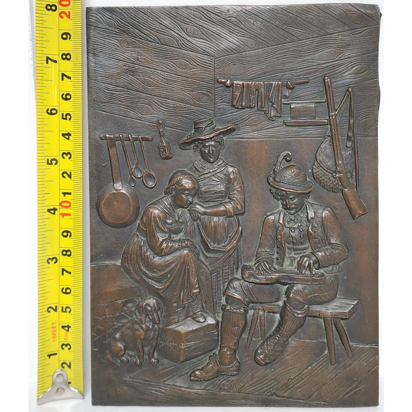 Vintage Embossed Copper Wall Art 8x5.75 Rustic Relief Panel w/ Hanger