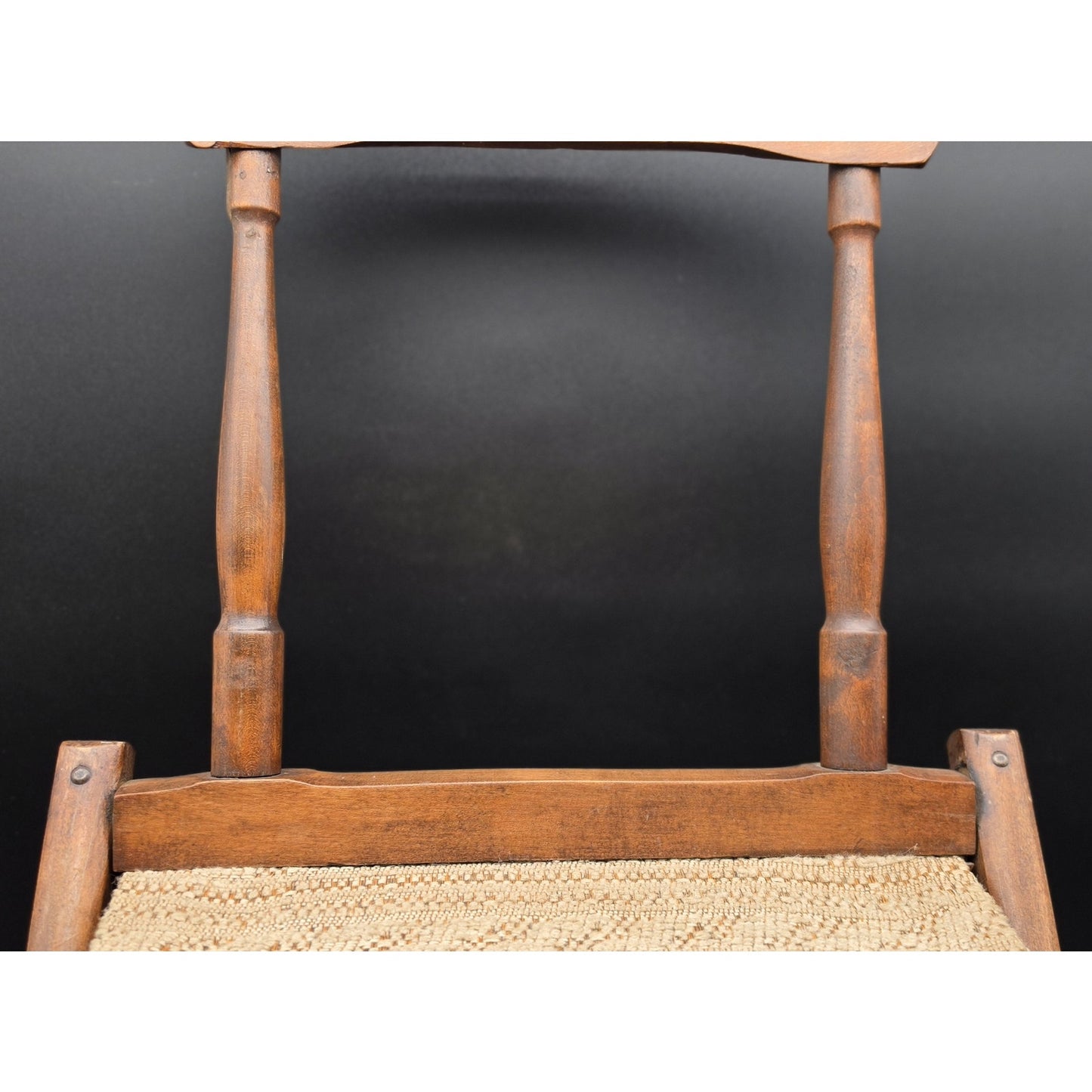 Federal Era Hardwood Folding Chair w/ Woven Seat, Unique Fold System, 1800s