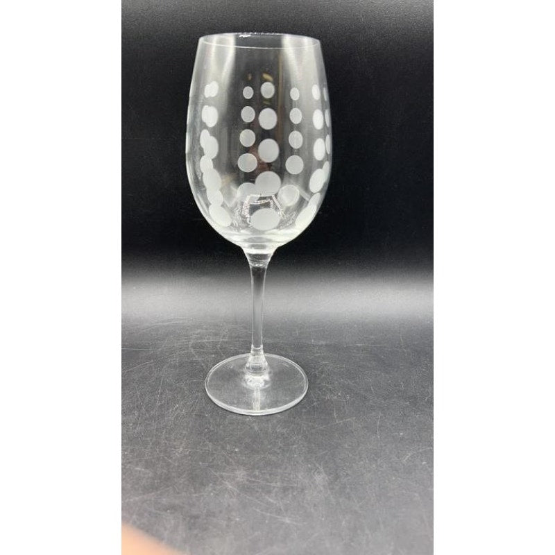 Mikasa Cheers White Wine Glasses Set of 4 8.75" Etched Dots Lines Swirls Stripes