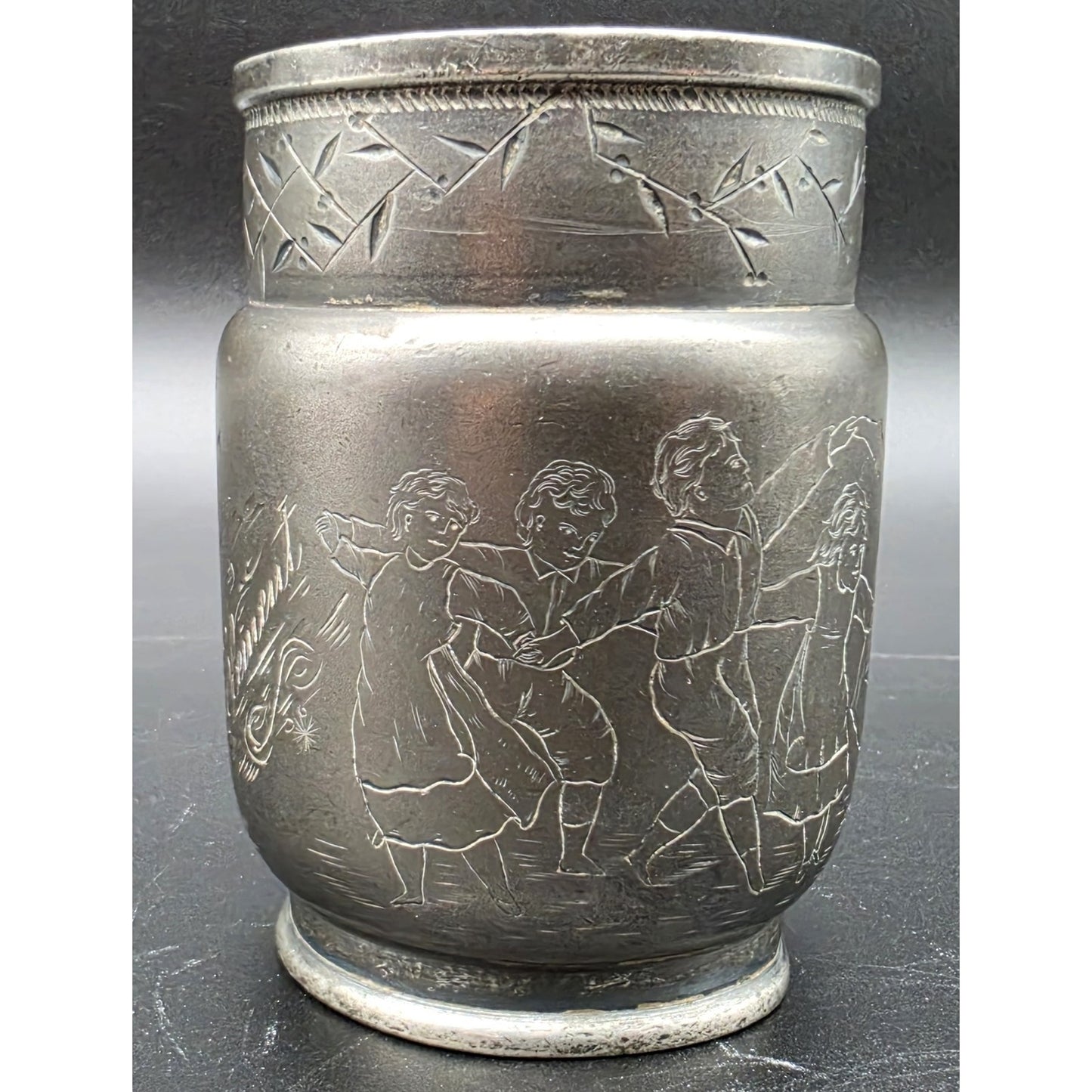 Antique Derby Silver Co Quadruple Plate Engraved Children Ring Dance Mug Cup 67