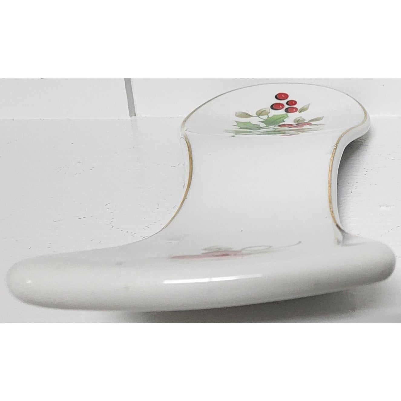 Royal Norfolk Holly Berry Spoon Rest Gold Trim Christmas Ceramic Vintage