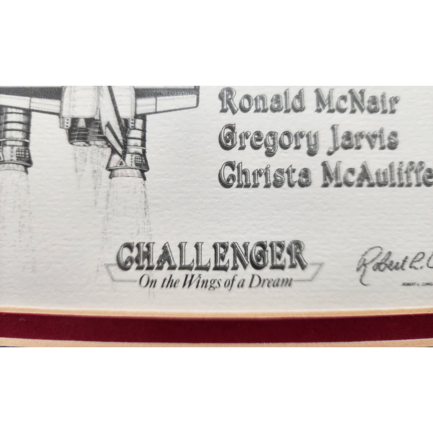 1986 Challenger “On the Wings of a Dream” Framed Lithograph by Robert L. Conely