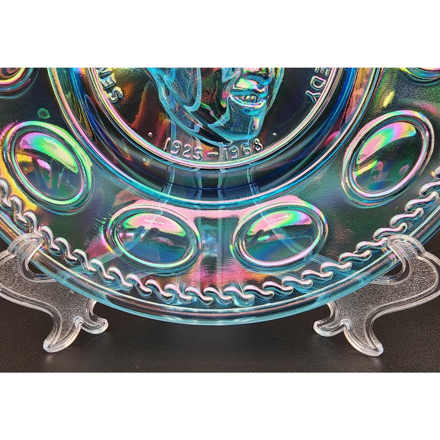 Wheaton RF Kennedy Iridescent Commemorative Plate 8" Raised Relief 1925‑1968