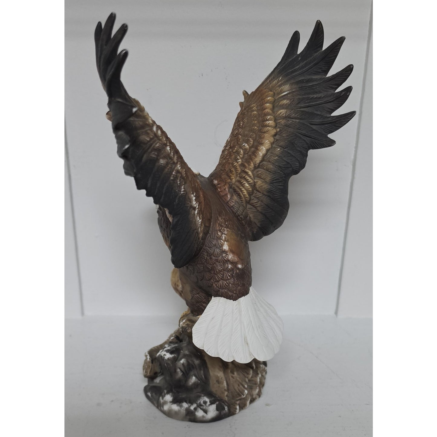 Vintage Taiwan Hand Painted Eagle & Fledgling Porcelain Figurine 8.5"