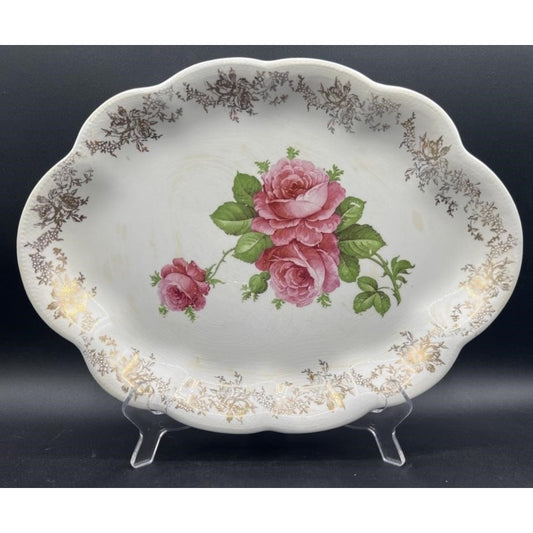 Vintage (1905-1916) Homer Laughlin “The Angelus” Floral Pattern Serving Platter - Rare!