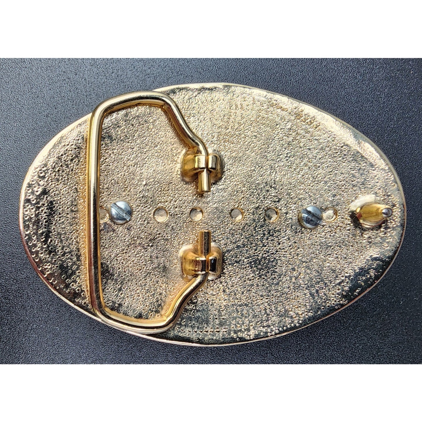 Vintage Brass Horse Head Belt Buckle with Porcelain Cameo 3.25" Western