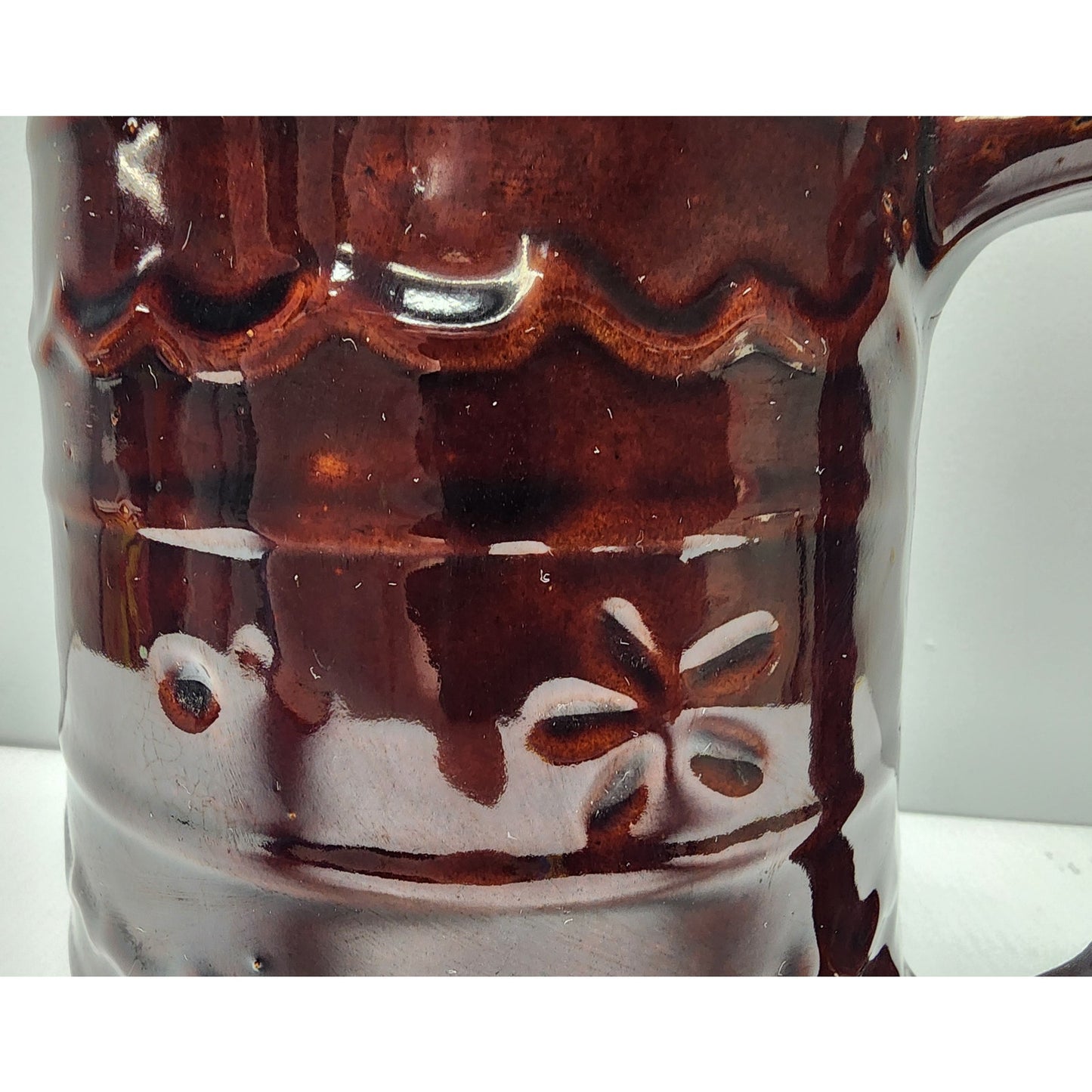 Marcrest Daisy Dot Brown Stoneware Pitcher & 9.5" Plate Ovenproof USA Vintage